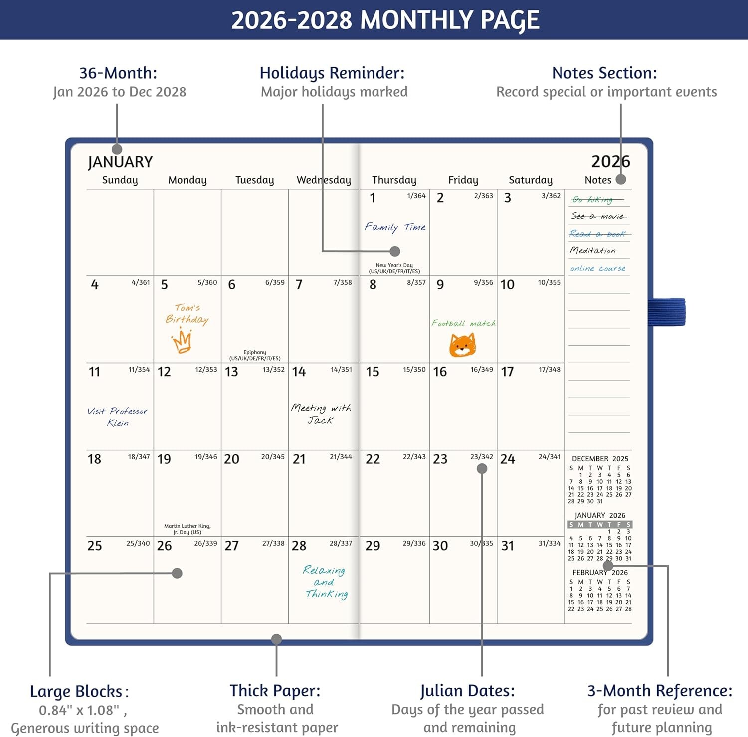 2026-2028 Pocket Monthly Planner, 3 Year Calendar 2026-2028, 6.2’’ x 3.6’?