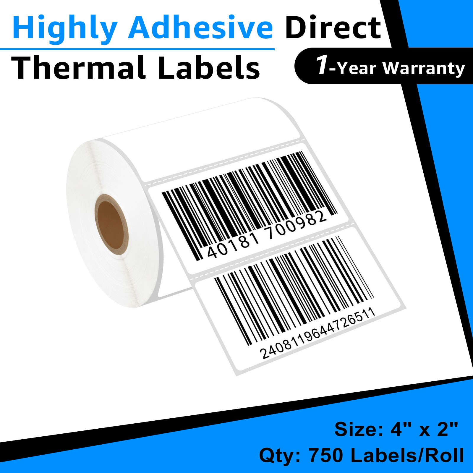 4″x2″ (102 mm x 51 mm) Barcode Shipping & Multipurpose Labels For Zebra & Rollo