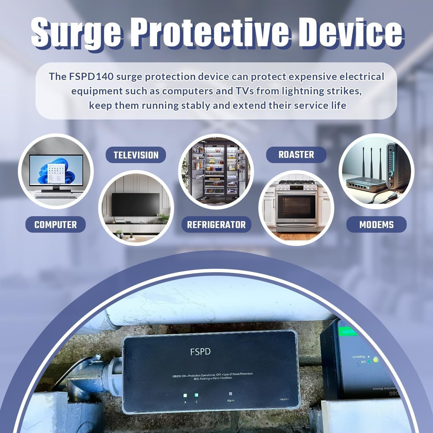 Replacement FSPD140 Level 2 Whole House Surge Protection Device,140,000 Amps