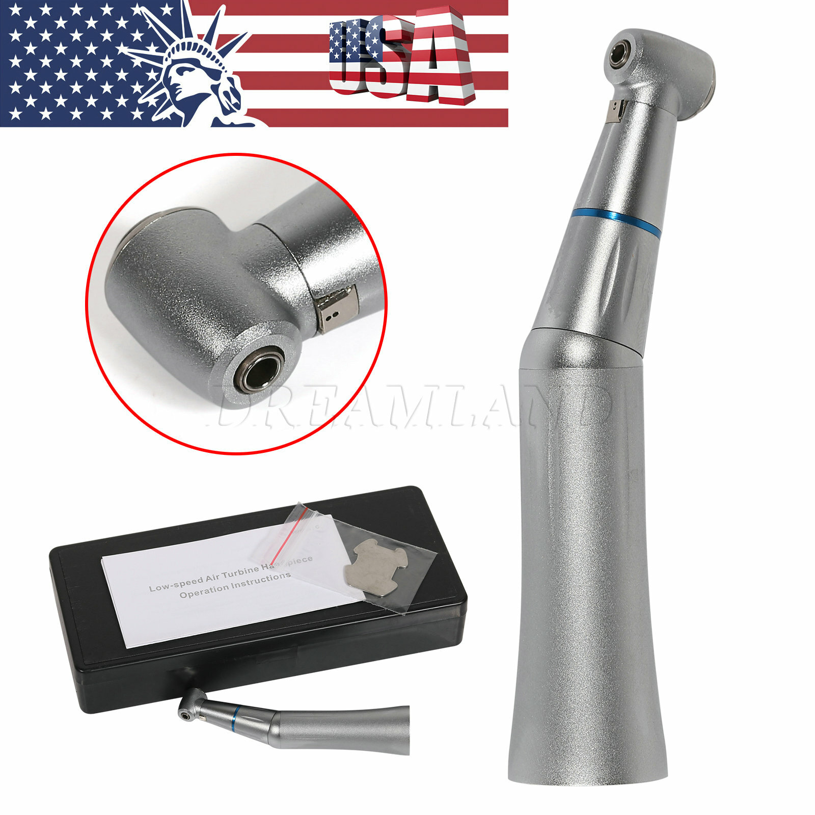 Inner Water Spray Dental Contra Angle Handpiece Push Button E-type Low Speed JT