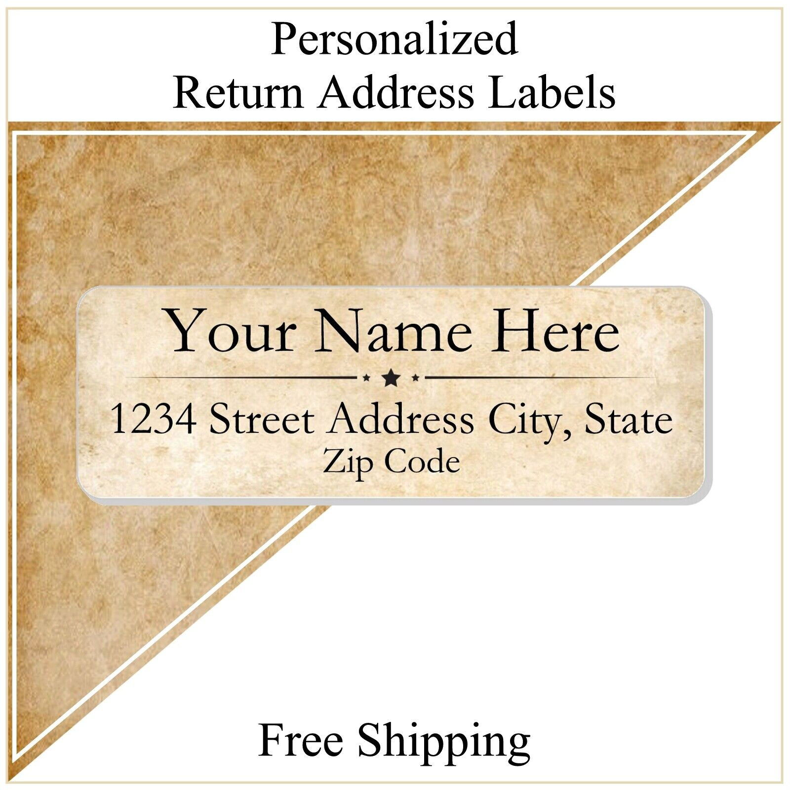 60 Return Address Labels Personalized Printed 3/4 x 2 1/4 Custom Parchment
