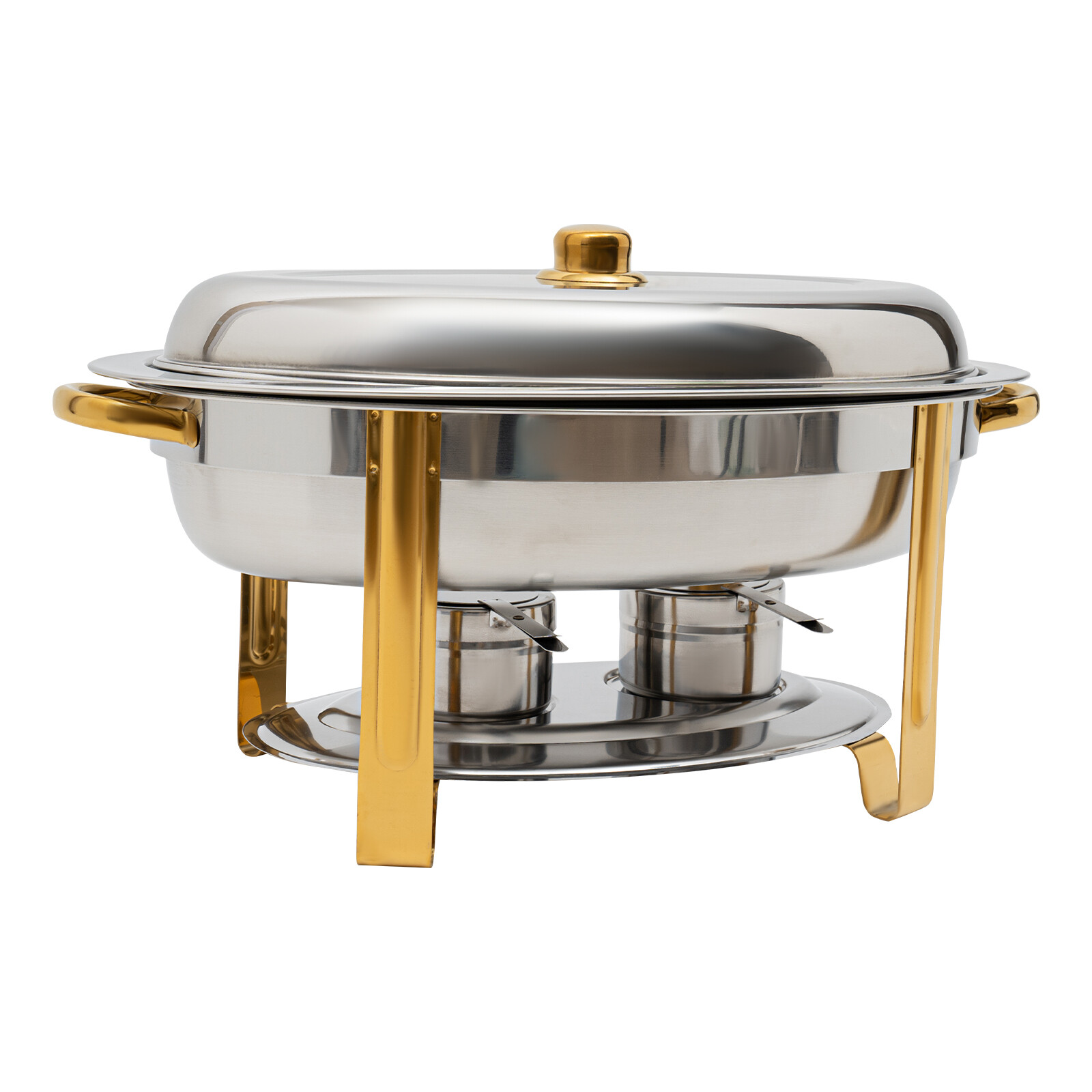 5.5L Chafing Dish Buffet Set Gold Accent With Glass Lid,Fuel Holder For Party