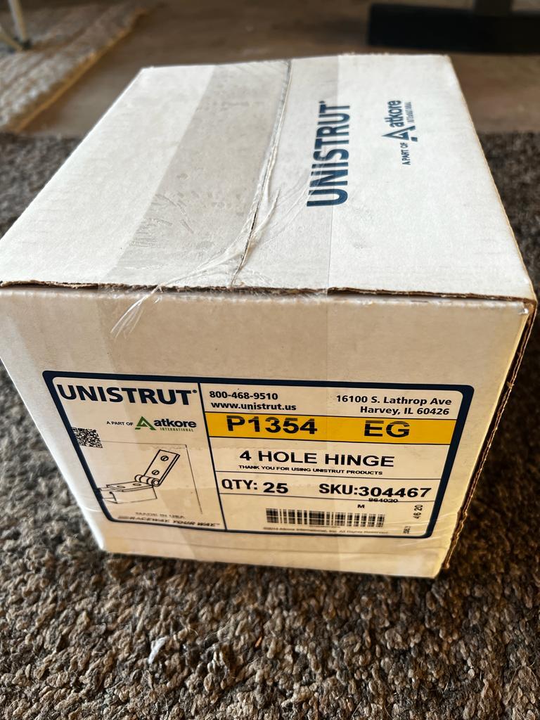 Unistrut P1354 4 Hole Hinge Connection- 1-5/8″ – Channel Fitting – BOX/25