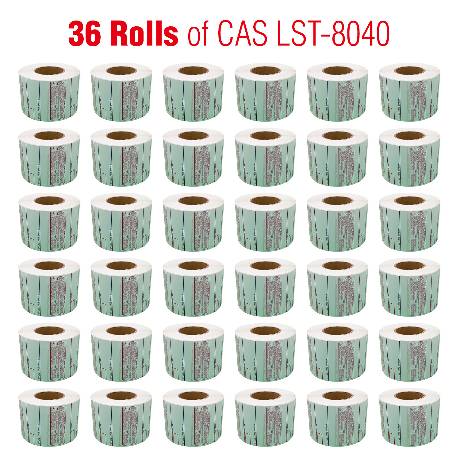 CAS LST-8040 Printing Scale Label, 58x60mm, UPC/Safe Handling “36ROLLS” Per Case