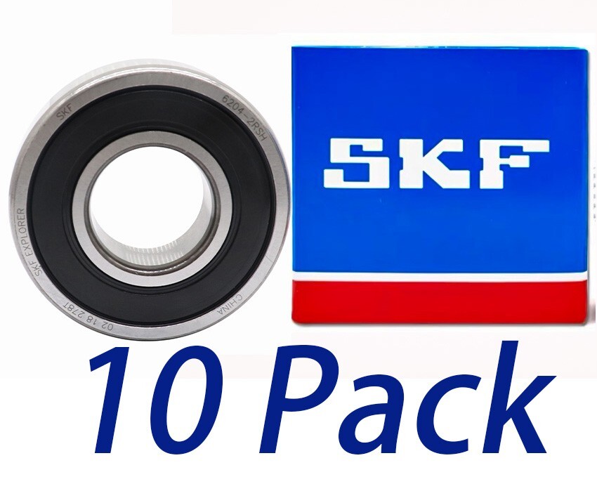 10PACK SKF 6204-2RSH 20X47X14MM Double Rubber Seal Bearings 6204RS