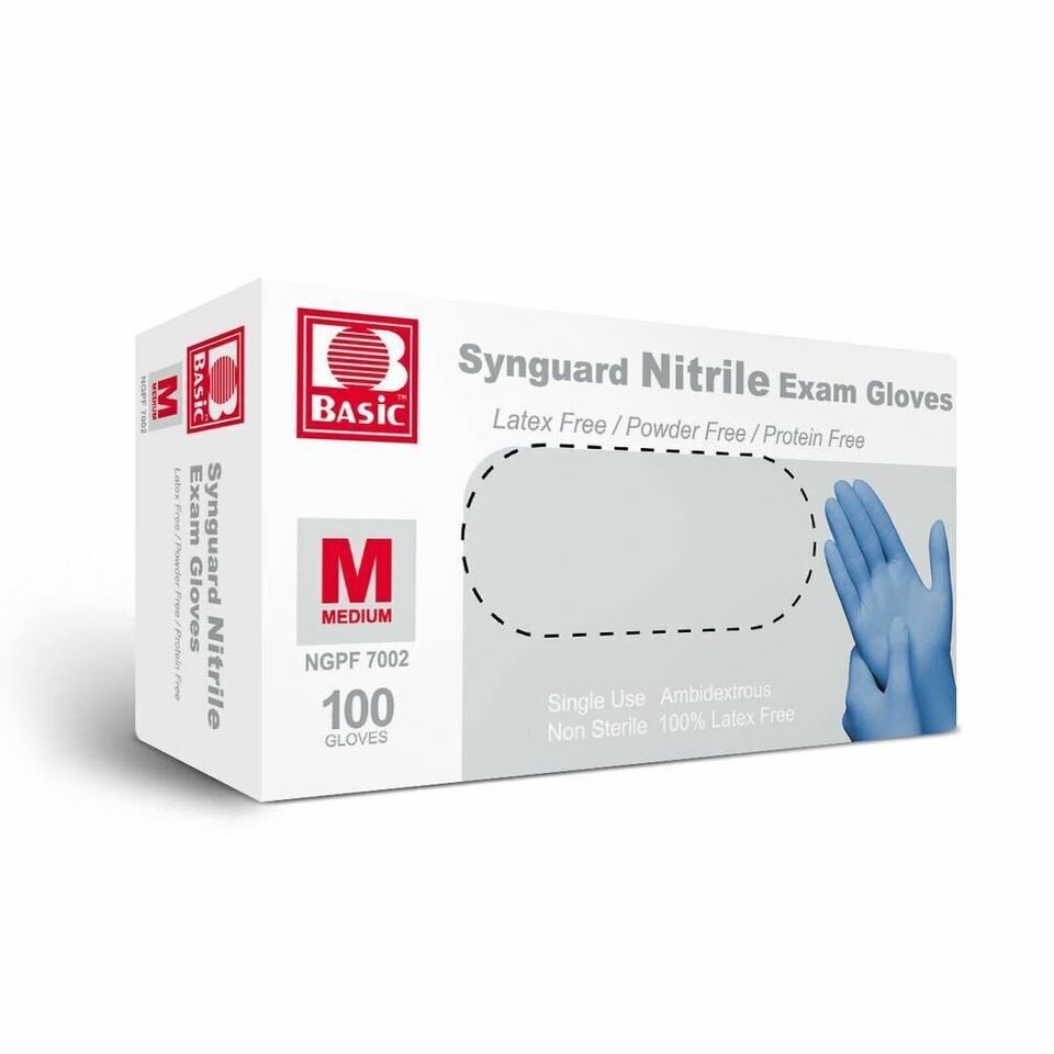 Synguard Nitrile blue Gloves Latex free NGPF 7003 Powder free Protein free