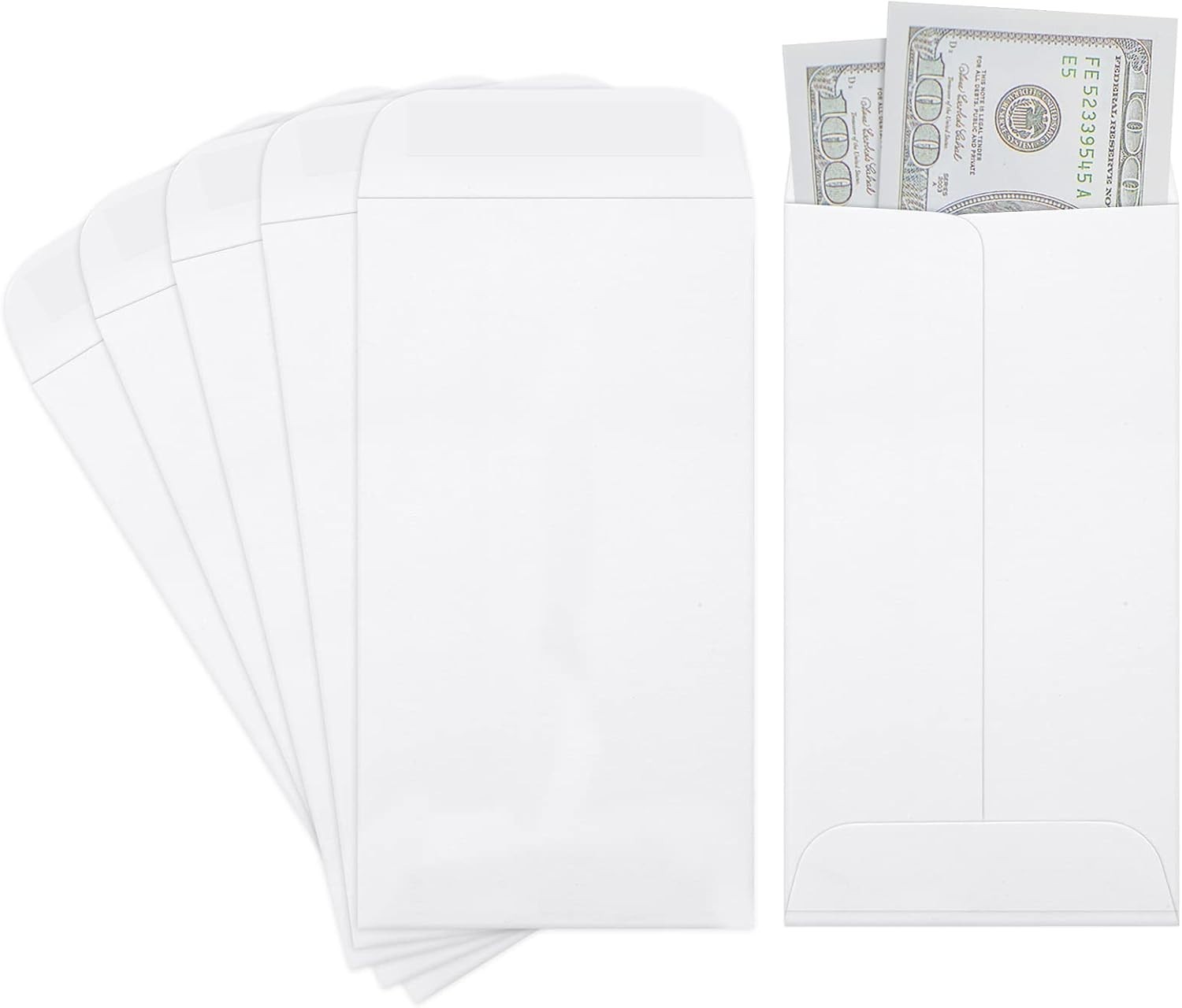 Pack of 100 Recycled 3.5×6.5 Money Envelopes – Secure Storage for Small Items