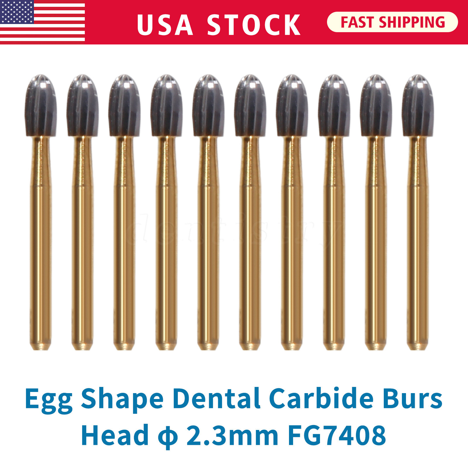 SANDENT Dental Tungsten Carbide Burs Trimming & Finishing Egg Football FG-7408