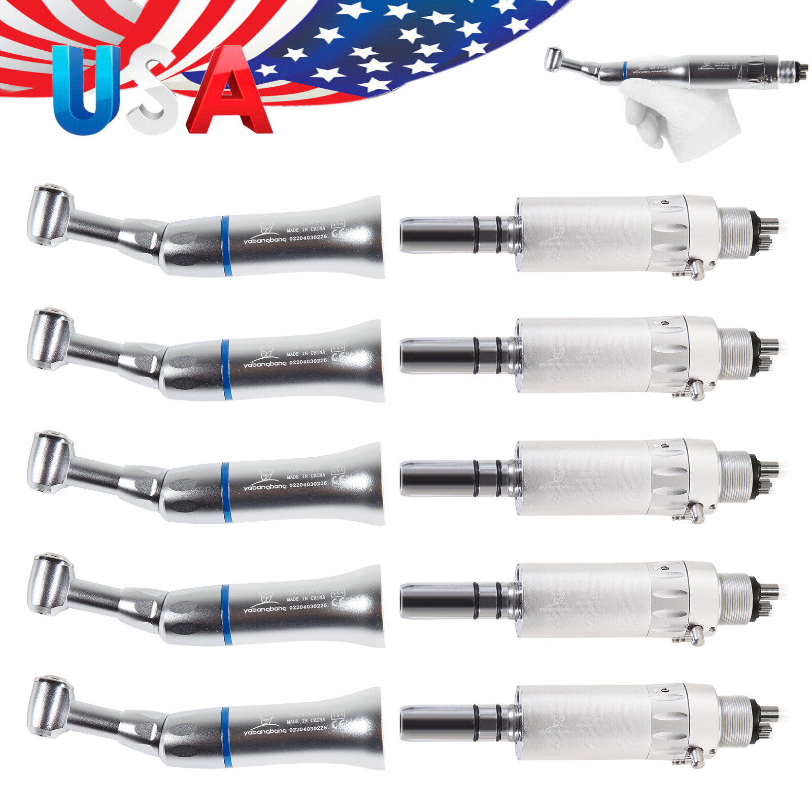 NSK Style Dental Slow Low Speed Handpiece Contra Angle/Air Motor 4 Hole