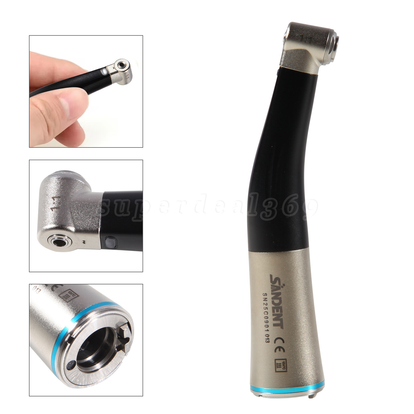 SANDENT Dental 1:1 Fiber Optic Contra Angle Low Speed Handpiece Inner Channel ns