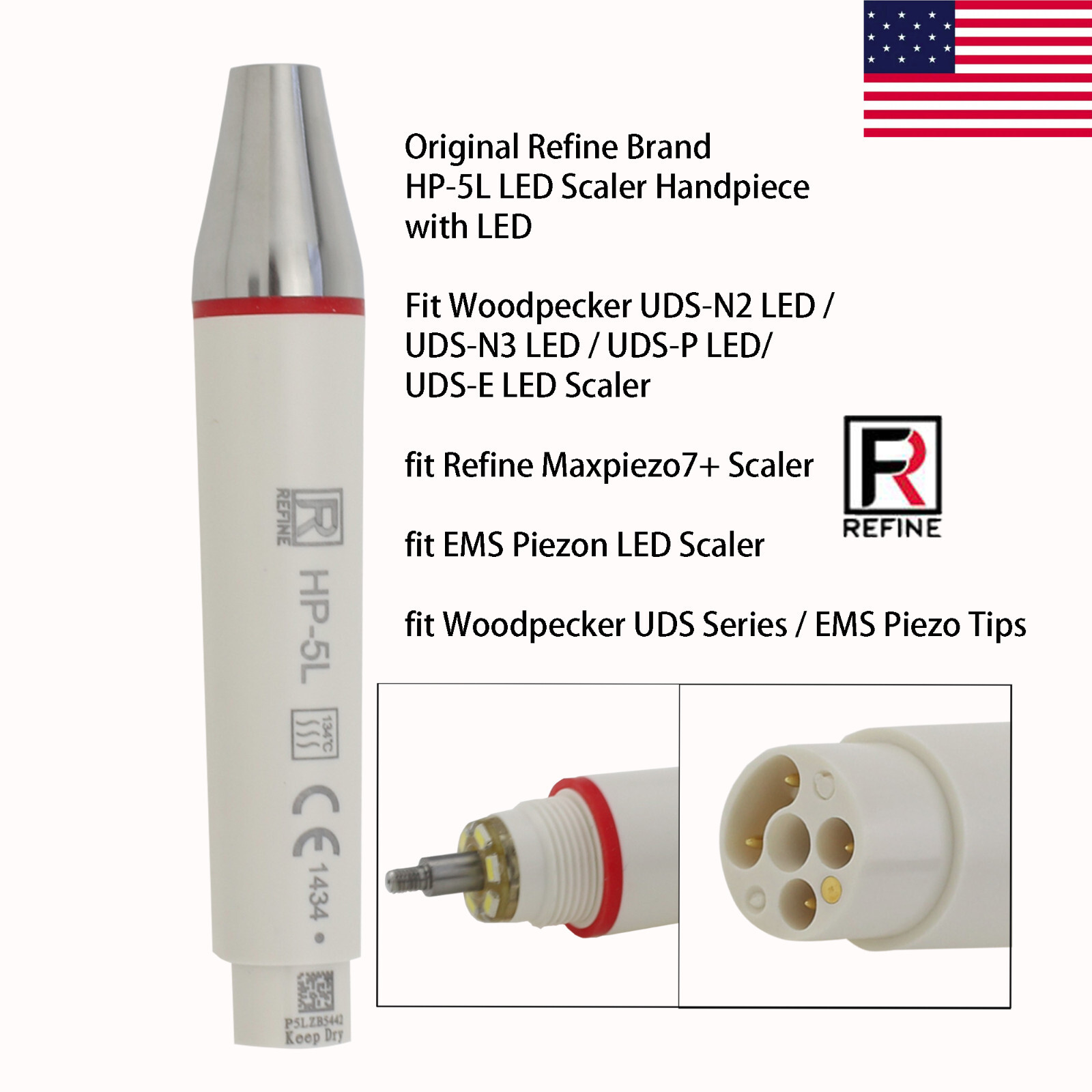 Woodpecker Scaler Tips EMS Piezon LED Ultrasonic Handpiece HP-5L G1 G2 G4 P1 P3