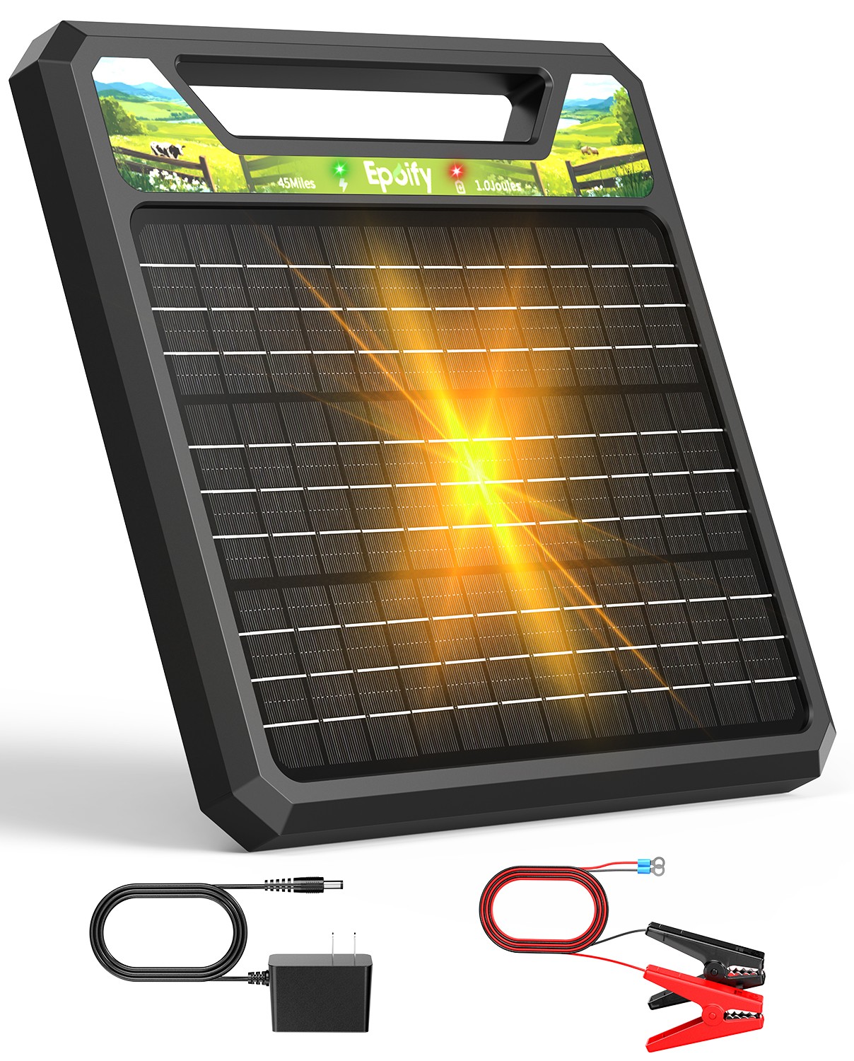 Solar Electric Fence Charger 45 Mile Predator Solar Fence Energizer for Cattle