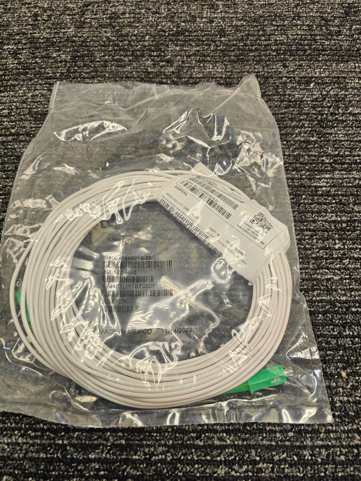 (QTY2) CORNING 444401UR1BF050F Fiber Optic Patch Cable 50 ft