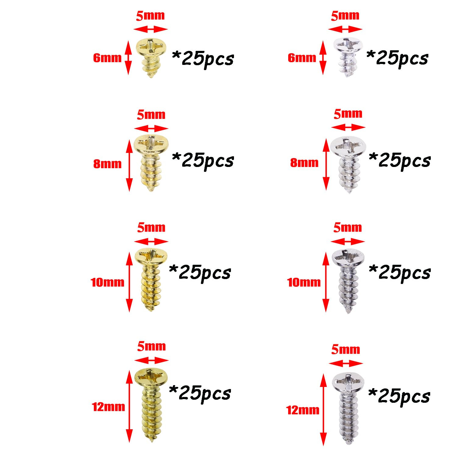 200PCS Small Flat Head Cross Wood Screws Assortment Kit Carbon Steel Self Tappin