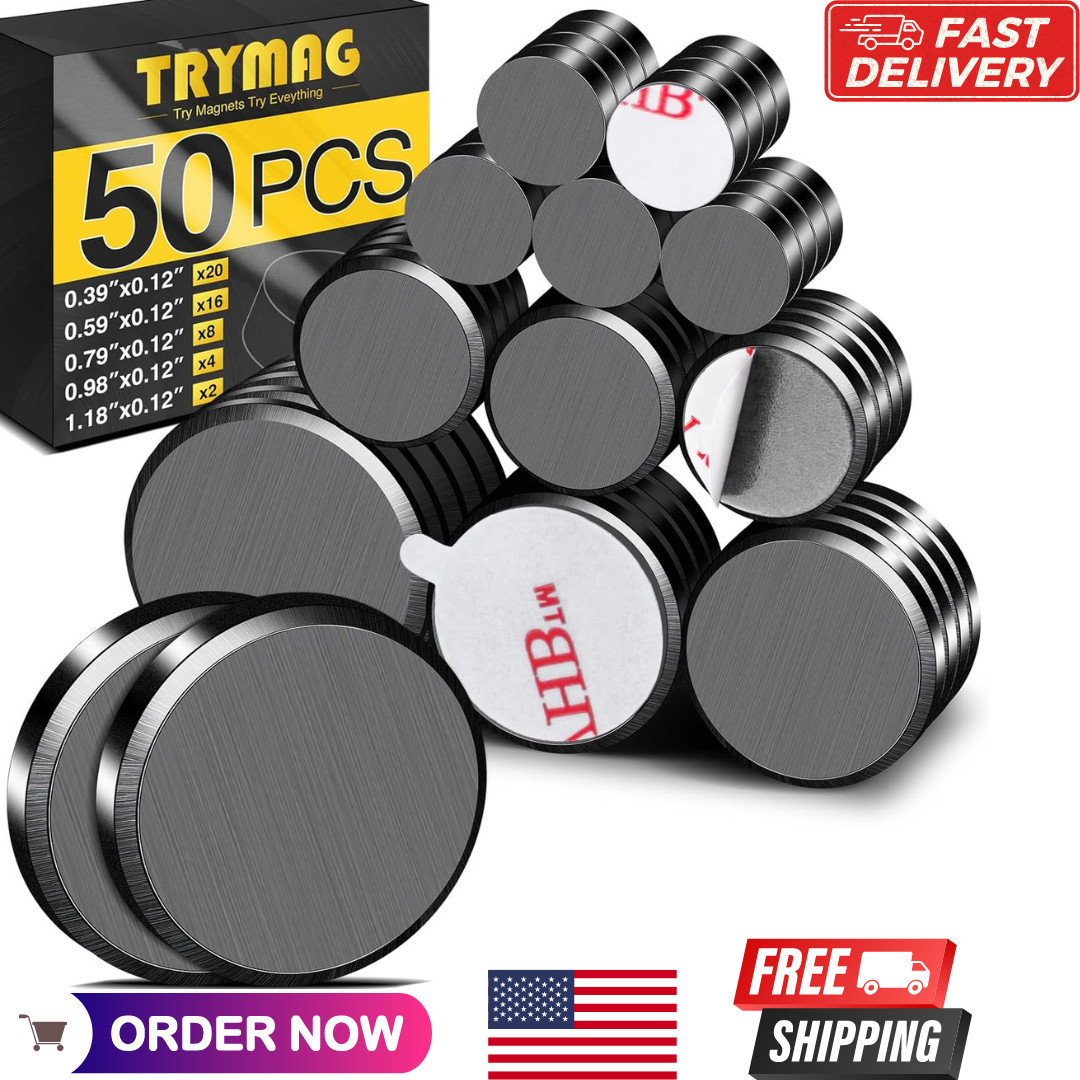 Small Magnets for Crafts with Adhesive Backing, 5 Different Size, 50Pcs Stron…