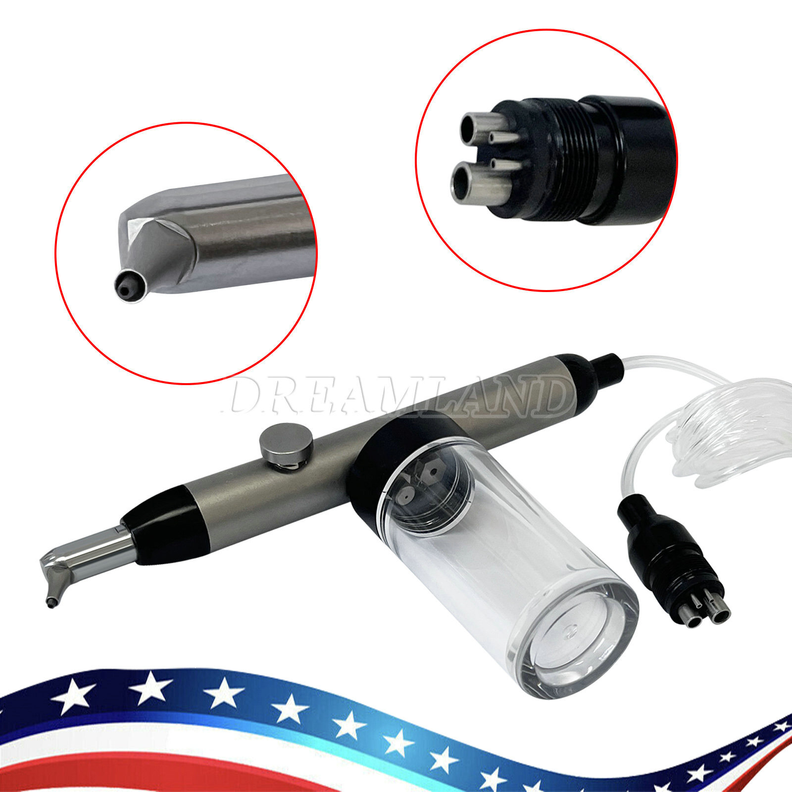 Dental Aluminum Oxide Micro blaster Air Abrasion Microetcher Sandblaster 4 Holes