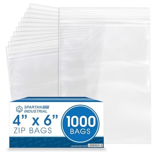 4″ x 6″ Clear Reclosable Zip Bags – 1000 Count, 2 Mil Resealable Plastic Storage