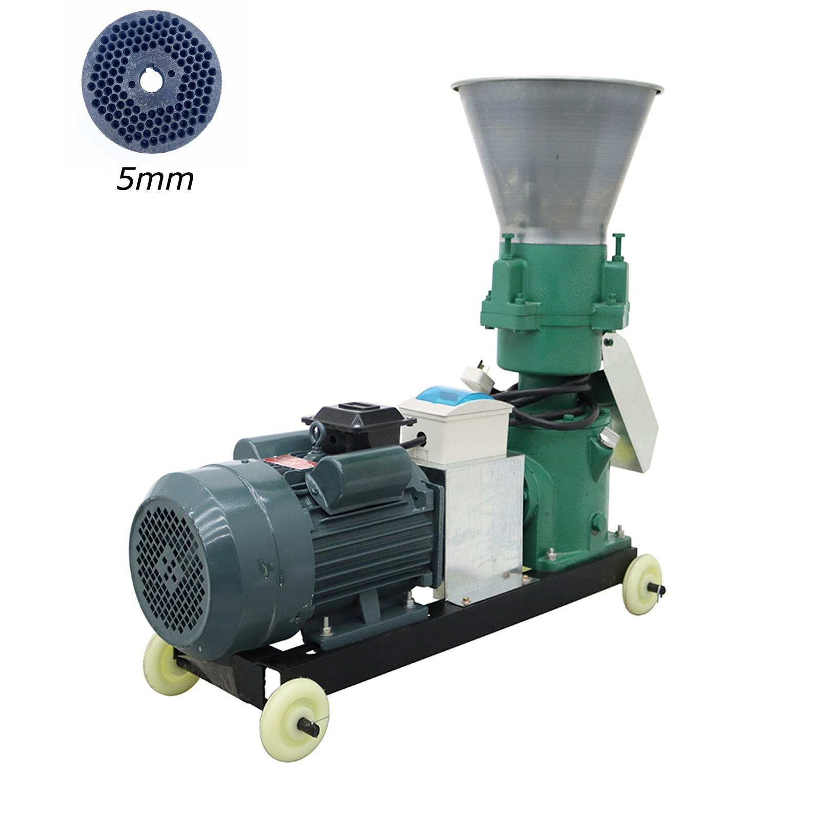 5MM Farm Animal Feed Pellet Mill Machine Press Pelletizer 3 Rollers 200kg/h 220V