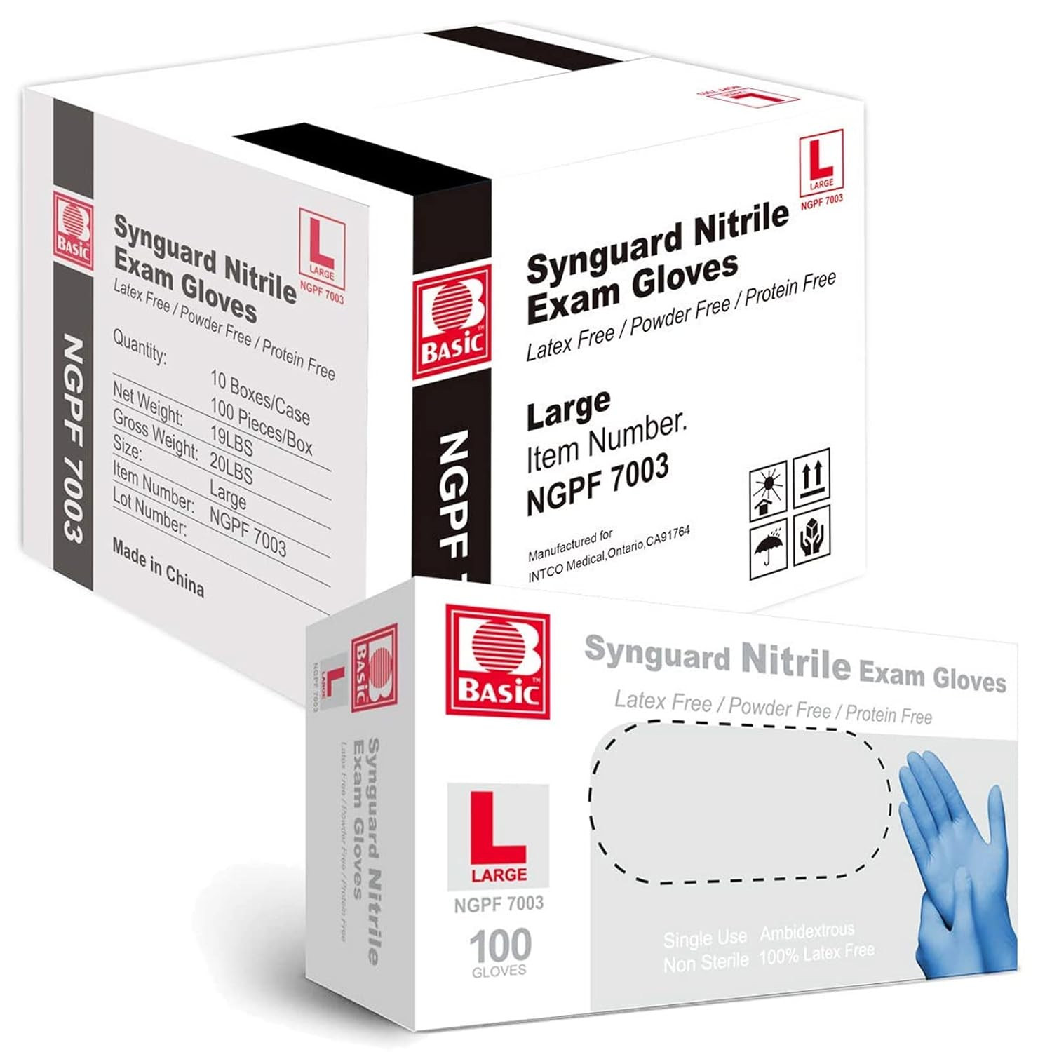 Basic Medical Blue Nitrile Exam Gloves – Latex-Free & Powder-Free – NGPF7003 (Ca