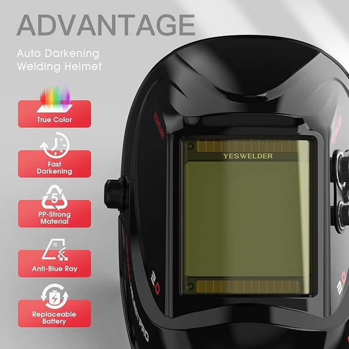 True Color Extra Large View Welding Helmet Auto Darkening Welder Helmet