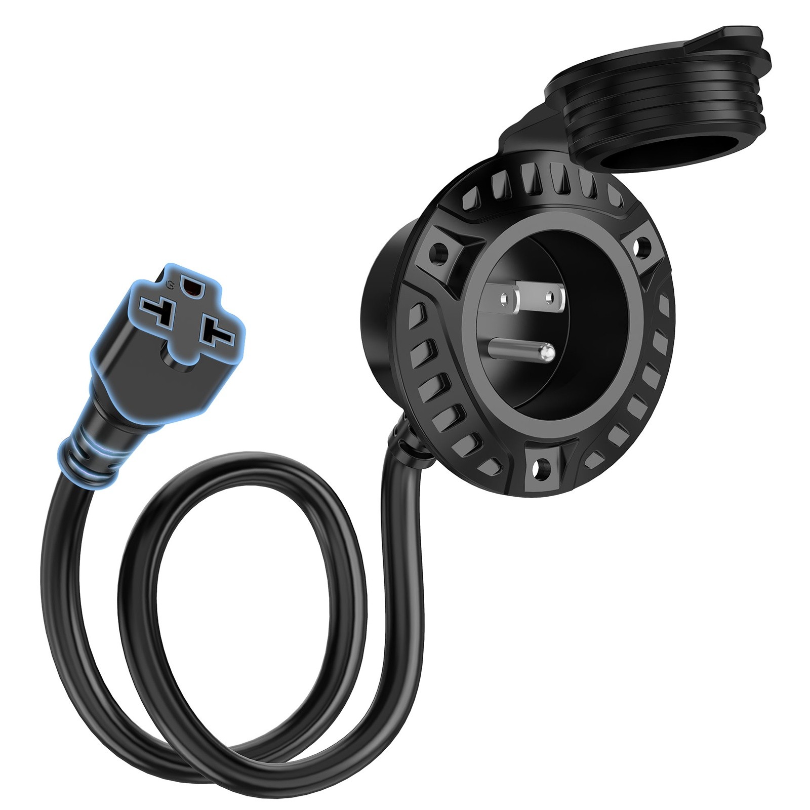 20A 125V AC Port Plug, 5-in-1 RV Shore Power Inlet Electrical Receptacle Plug