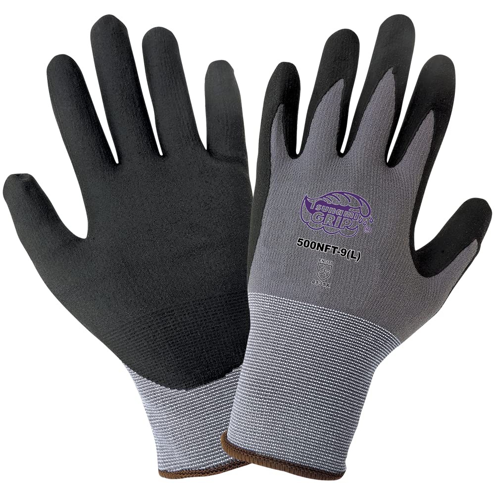 500NFT Tsunami Grip Nitrile Coated Work Gloves, Lightweight Seamless General-…