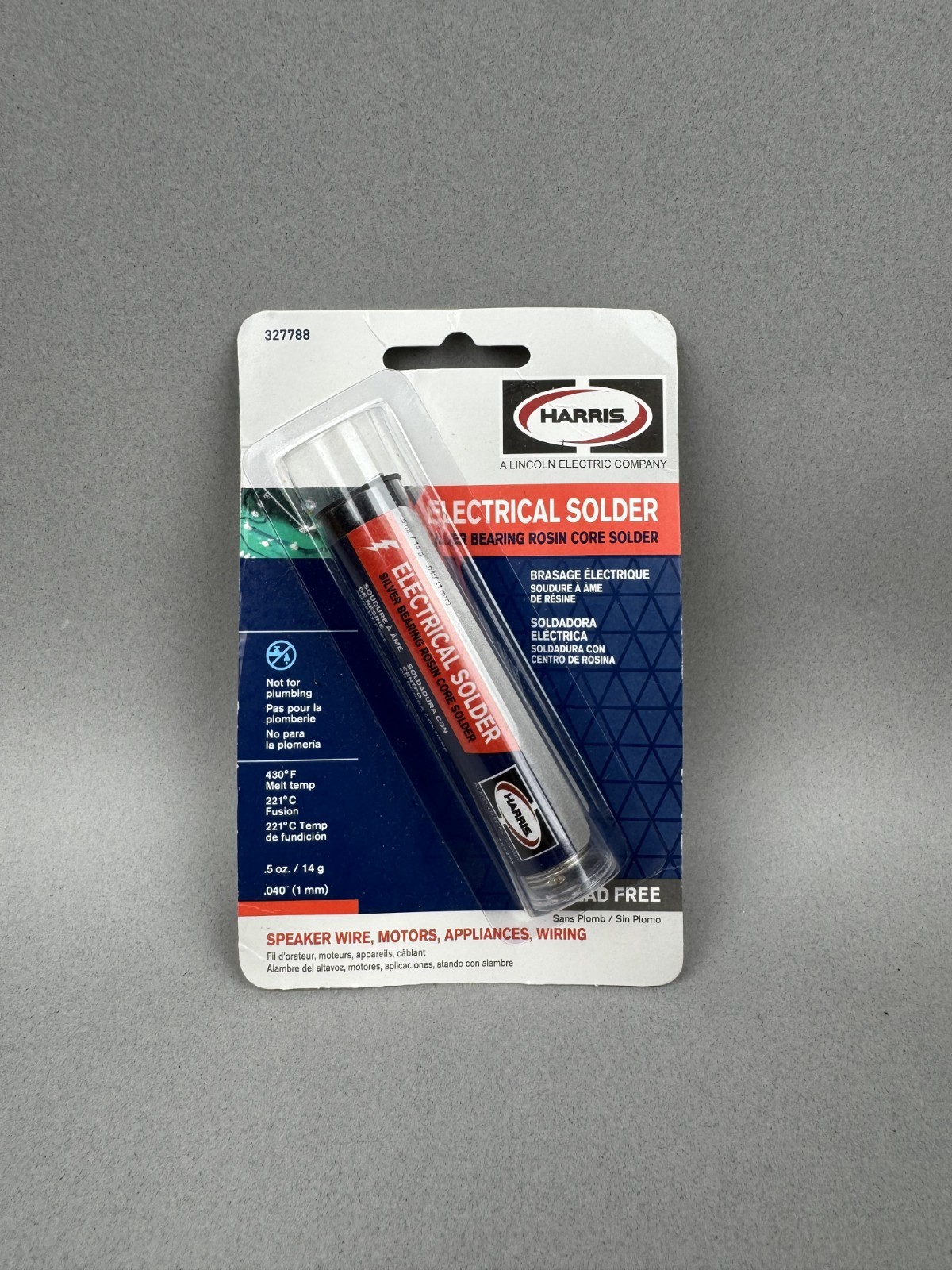 Harris Electrical Solder Silver Bearing Rosin Core Lead Free 0.5 oz .040″ 327788