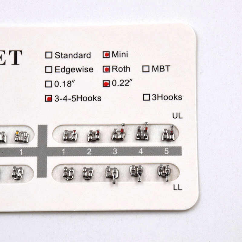 50/ Dental Orthodontic Metal Bracket Mini Roth 022 345 Hook In Bulk UL UR LL LR