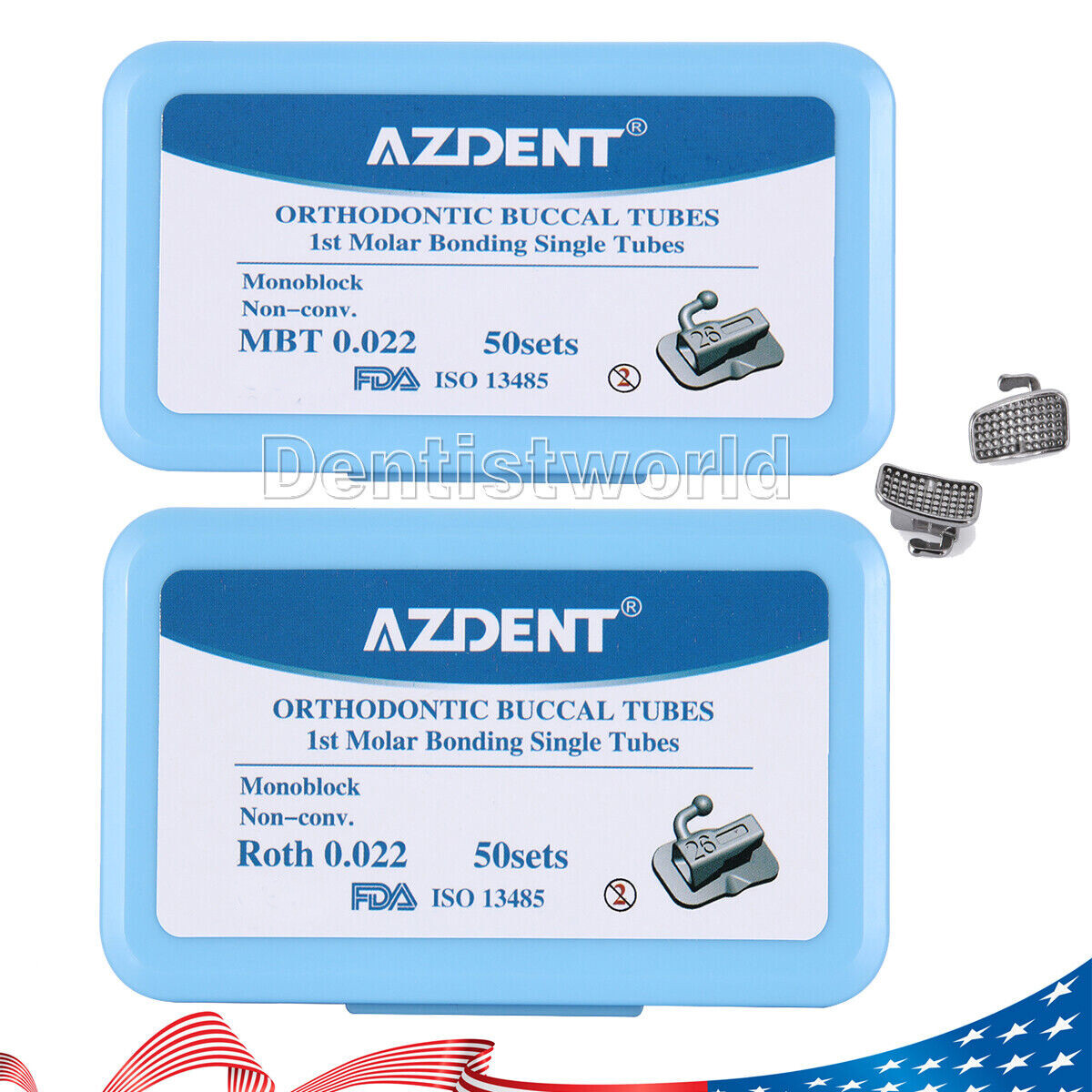 AZDENT Dental ortodoncia 1er molar tubos bucale MIM Single Mono Roth /MBT022
