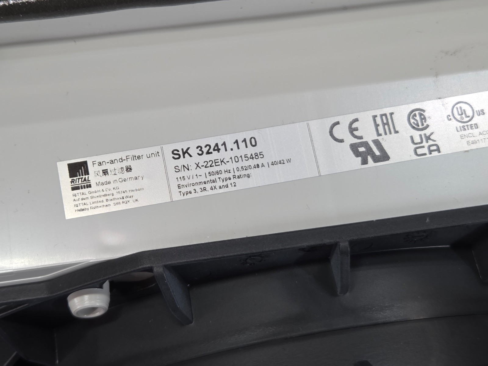 K2S165-AA77-15 Fan 40/42W 2700RPM for Rittal Cabinet Fan 230V 50/60Hz SK3241.100