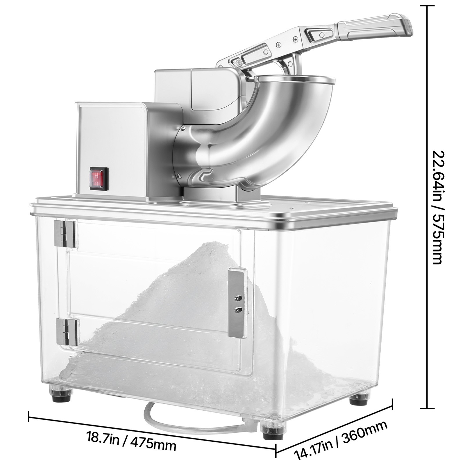 Uimoso Electric Ice Crusher Machine 661LB/H for Shaved Ice and Snow Cones Silver