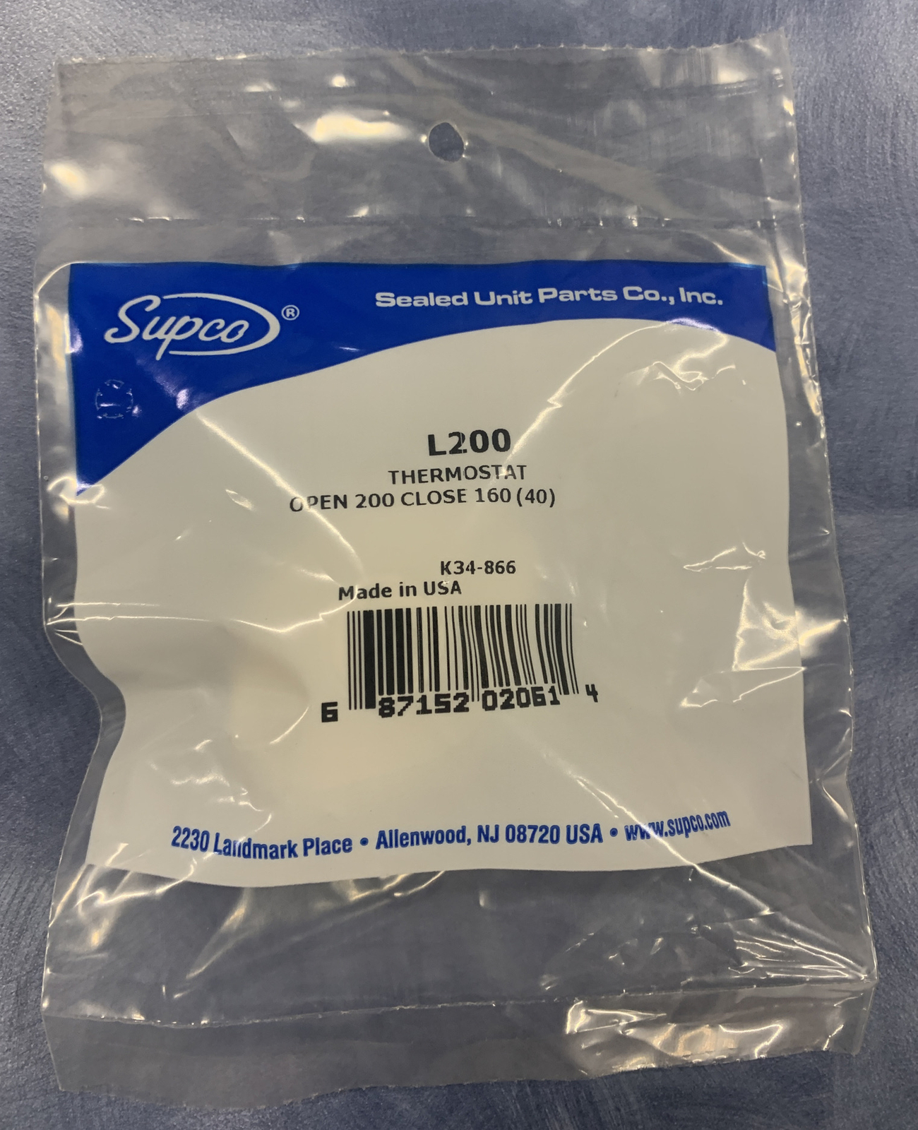 SUPCO L200 THERMOSTAT, 60T11 STYLE 610016 200°/160° (O/C)