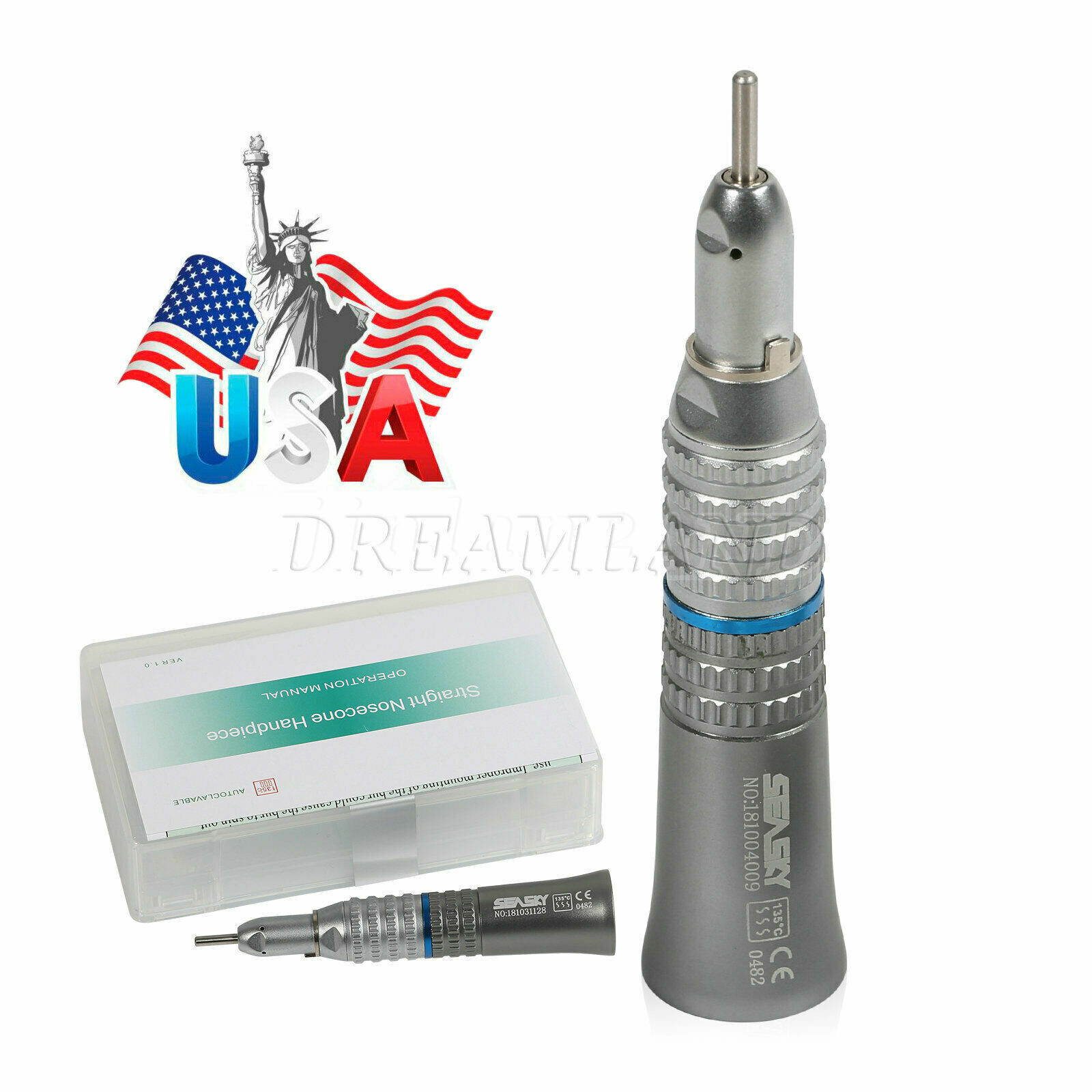 Dental Slow Low Speed Push/Latch Contra Angle Straight Motor Handpiece 2/4Hole A