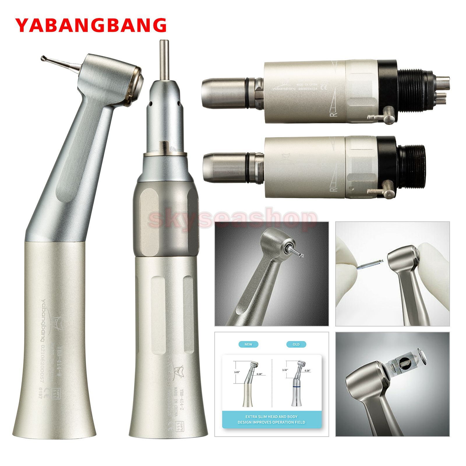 FG1.60mm/CA2.35mm Dental Slow Speed Contra Angle Handpiece Straight 2H/4H F2