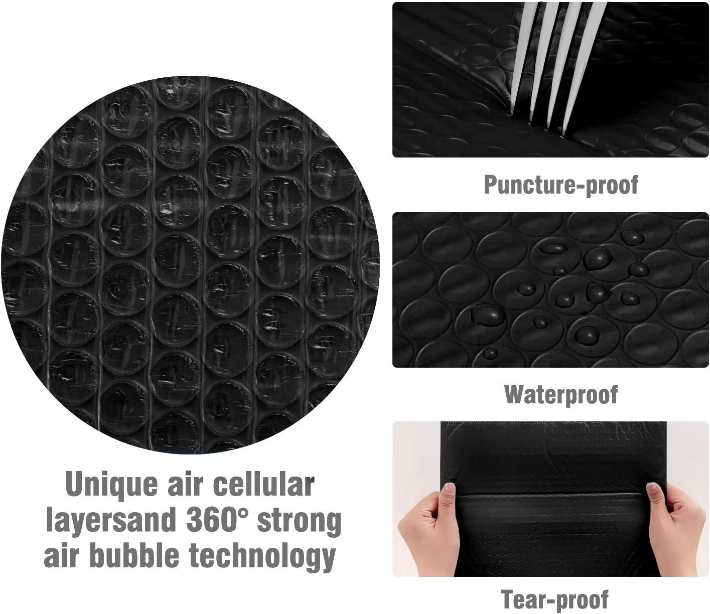1000 #000 4×8 Black Poly Bubble Padded Envelopes Self-Sealing Mailers