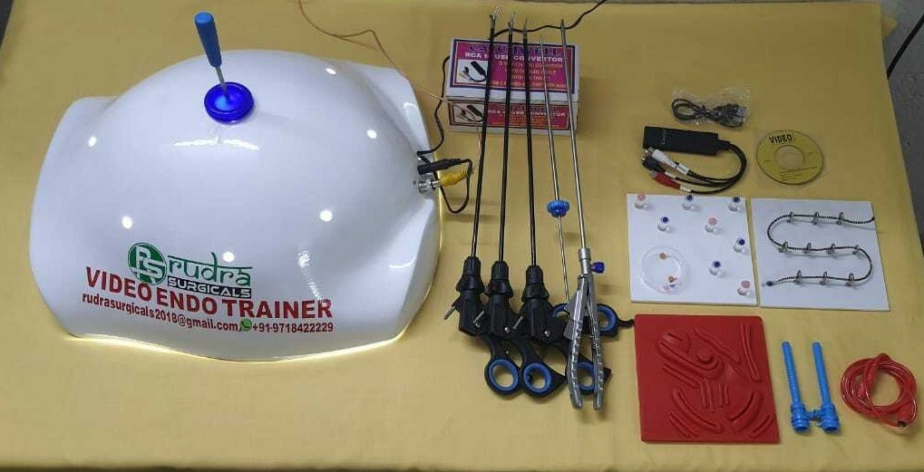 Laparoscopic Pelvic Trainer Abdomen Shape Reusable with 5 basic instruments