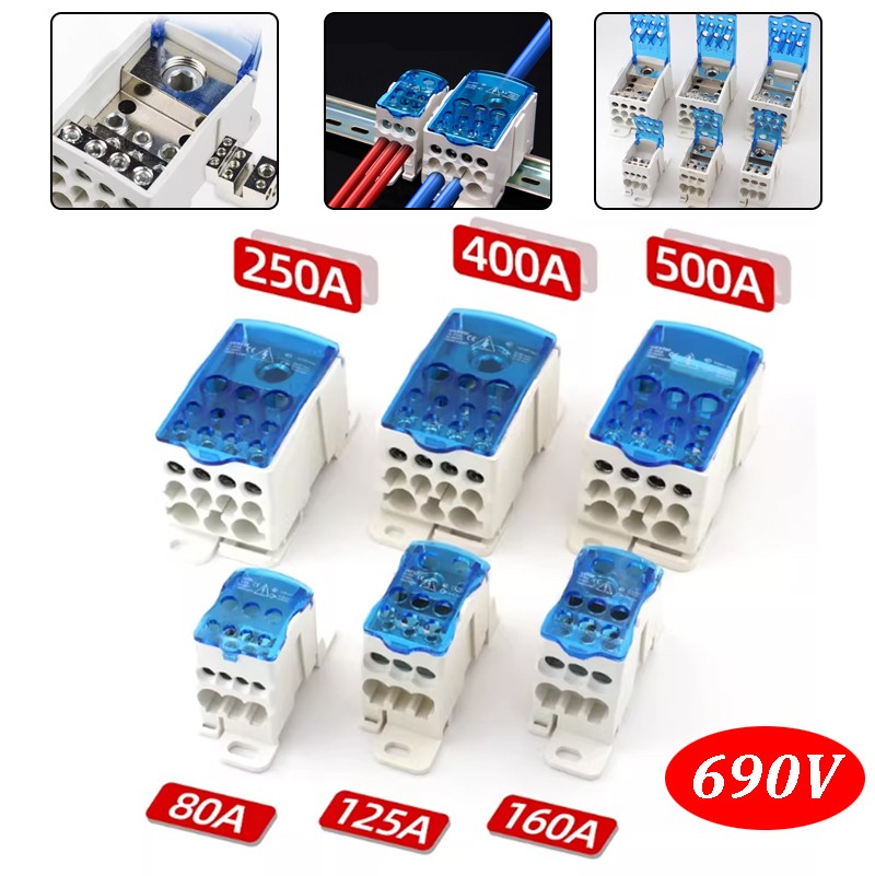 UKK80/125/160/500A Terminal Block 1 in Multiple-Out Din Rail Distribution Box