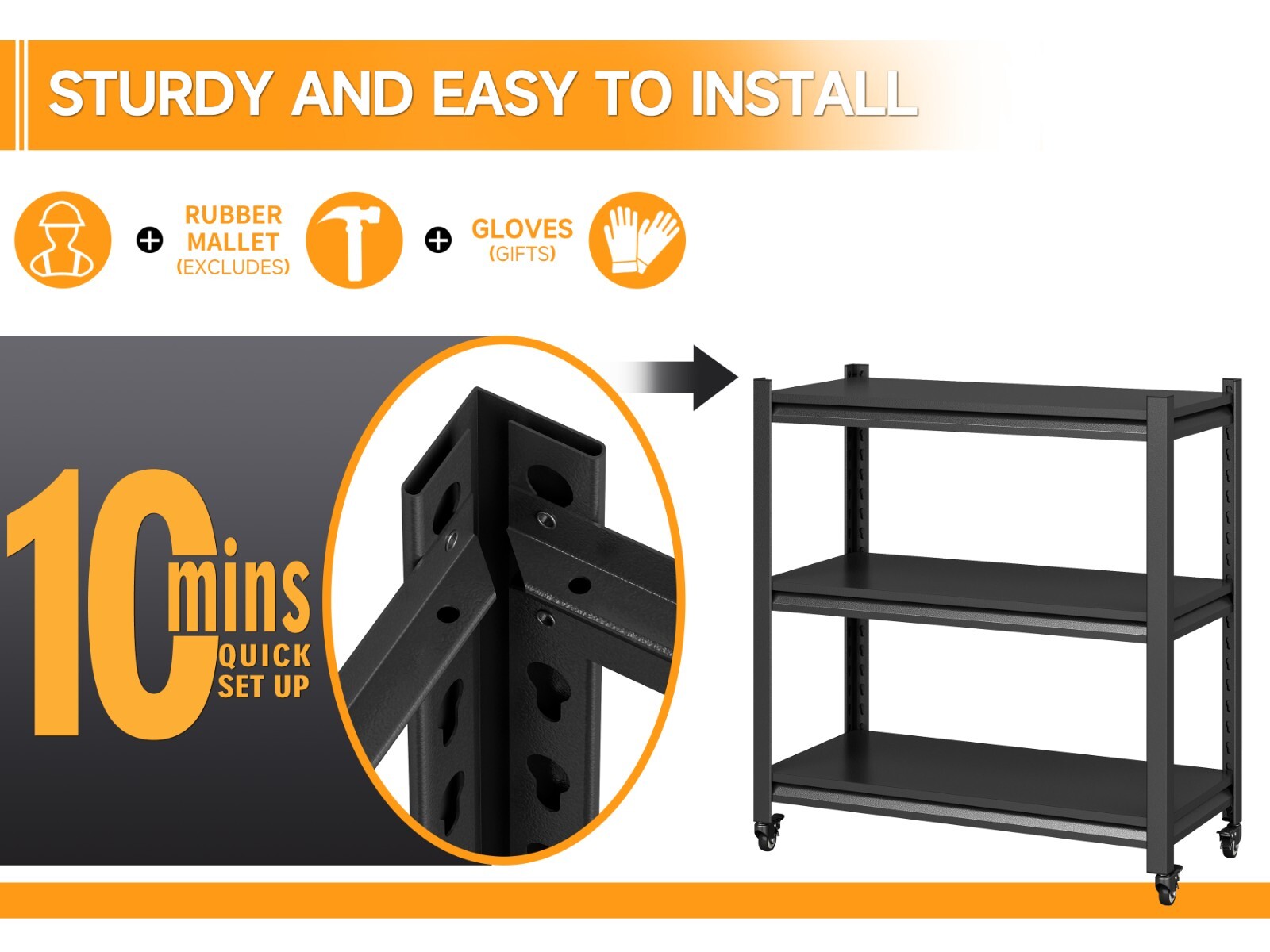 Heavy Duty Metal Shelving 3-tier Garden Tool Racks Utility Garage Tool Racks