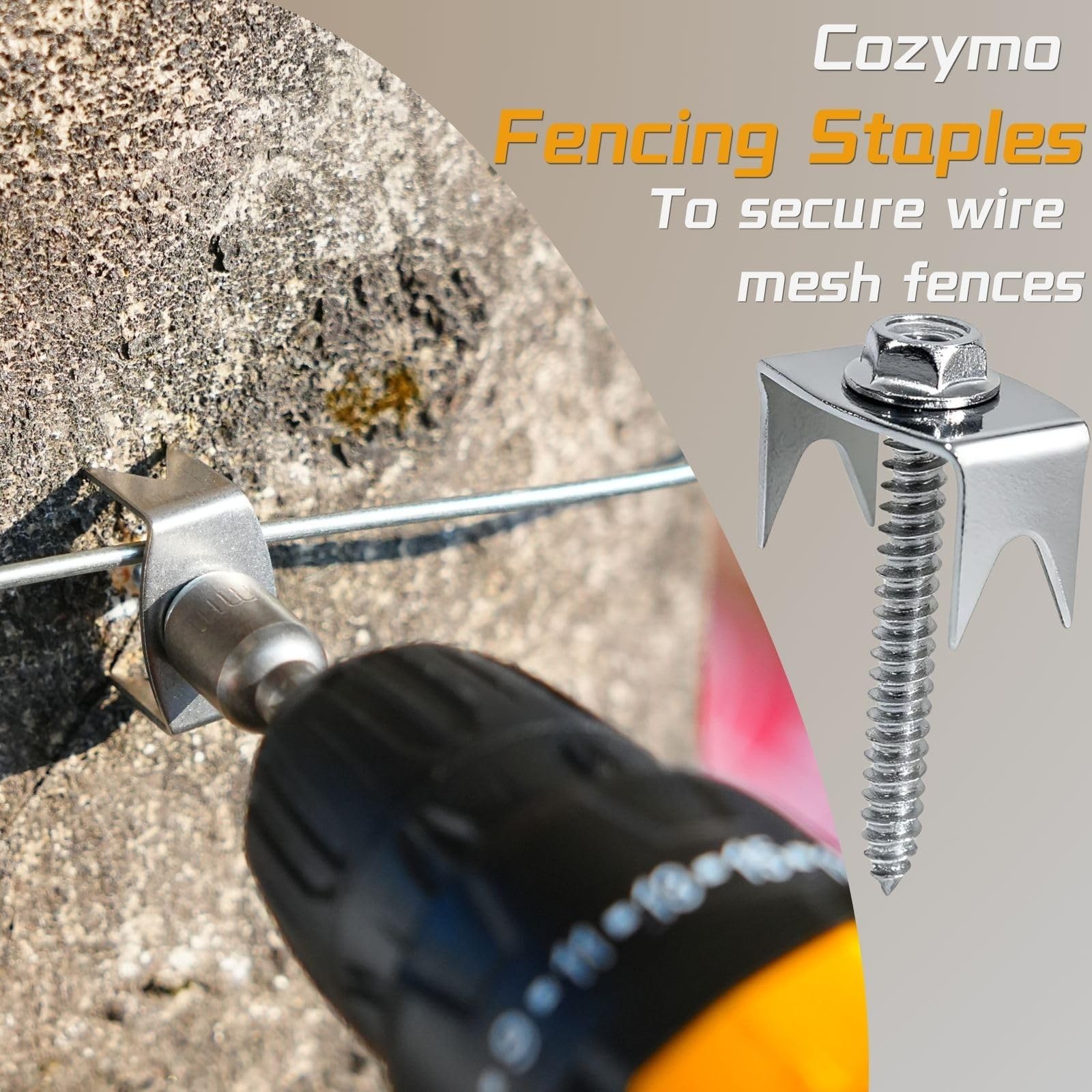 100 Pcs Fence Staples for Wire Fencing, 1.6 Inch Galvanized Steel Fasteners w…