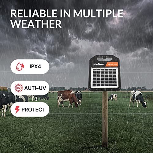 10 Mile Solar Electric Fence Charger – 0.16J Portable Energizer with Day/Night M