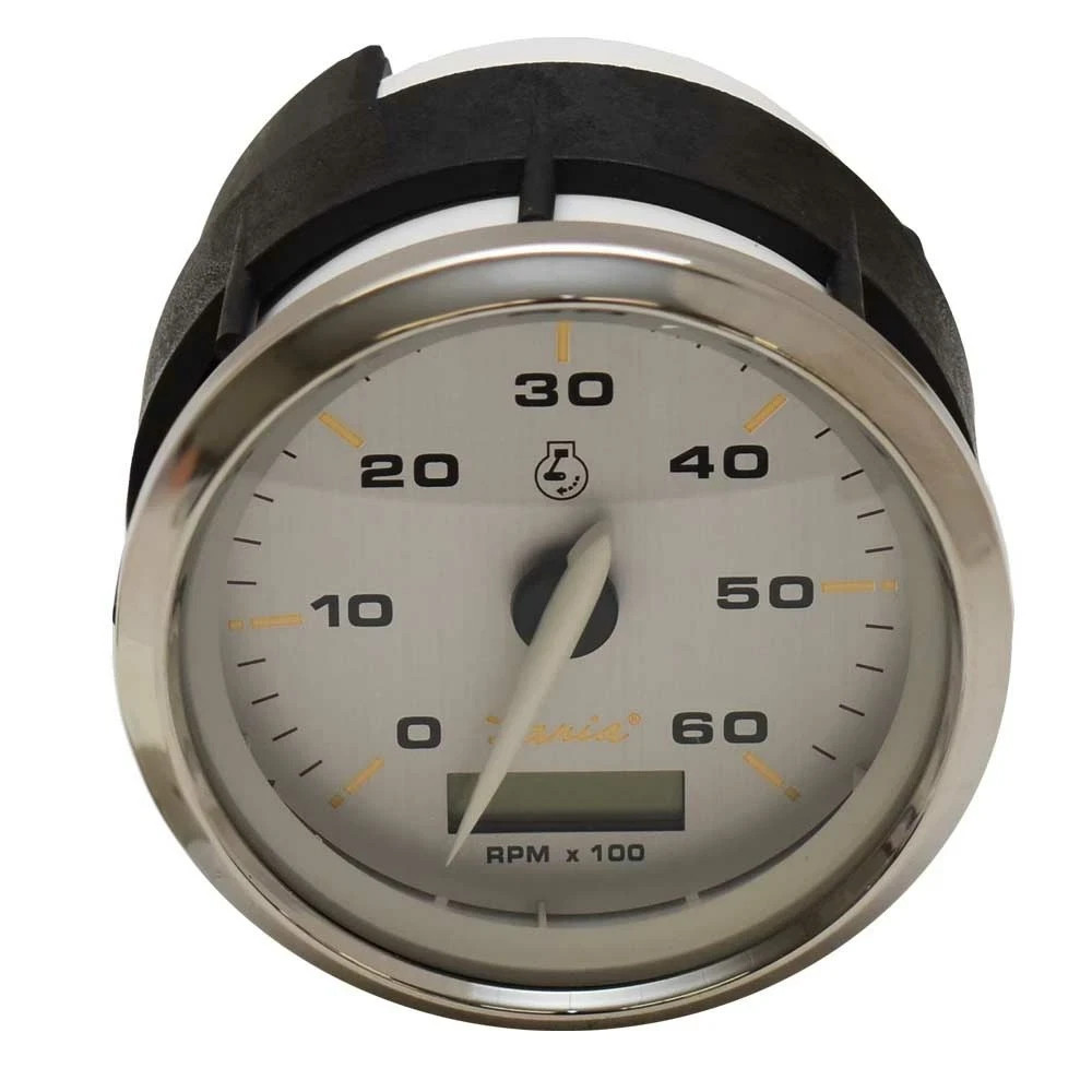 Faria Tachometer With Hour Meter THC603A Silver Face Chrome Bezel 6000rpm Boat