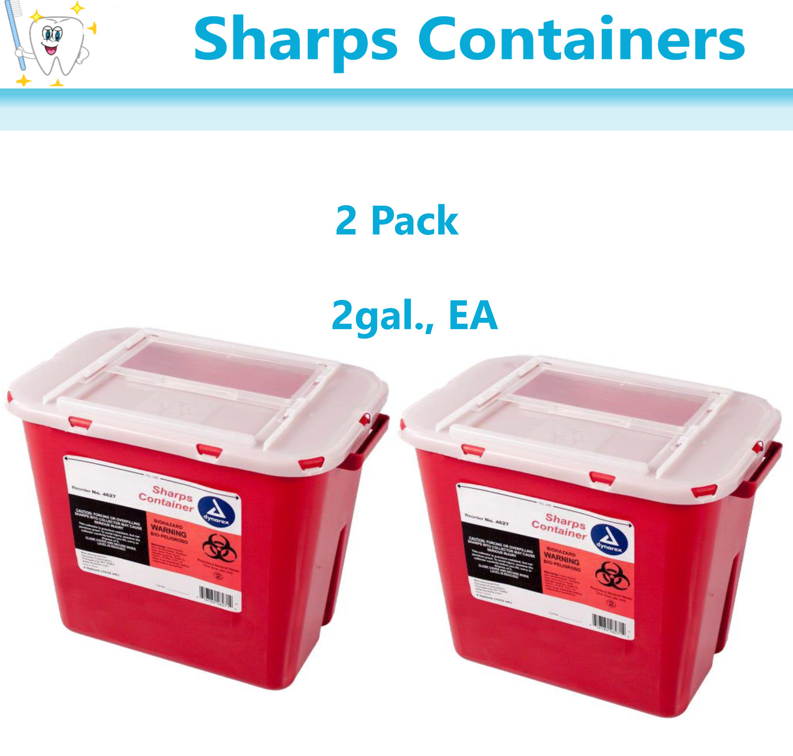 Sharps Container Needle Syringe Disposal Container Red 2 Gallon Slide Lid – 2/Pk