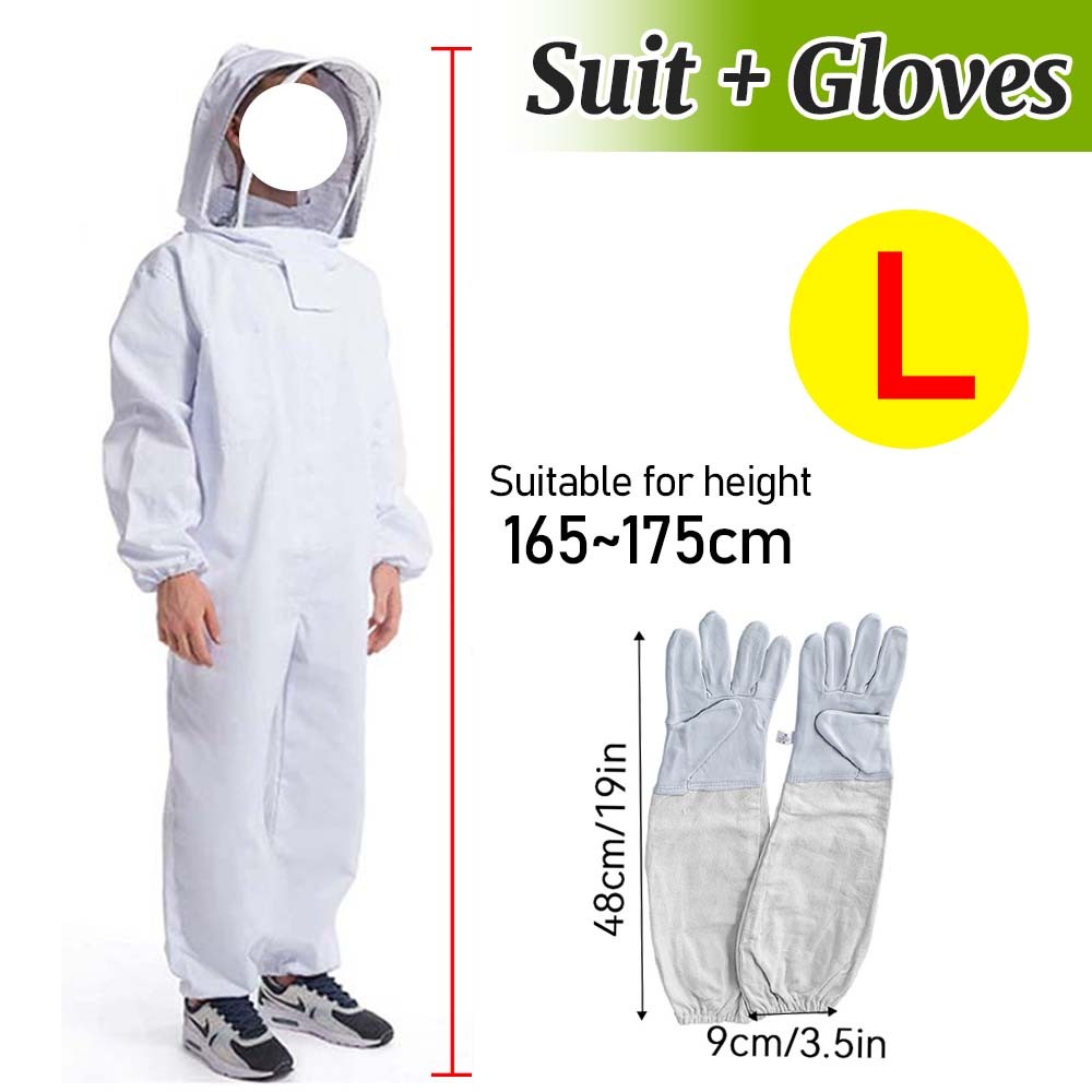 Beekeeping Suit Full Body Coverall Beekeeper Outfit Jacket L with Veil Unisex