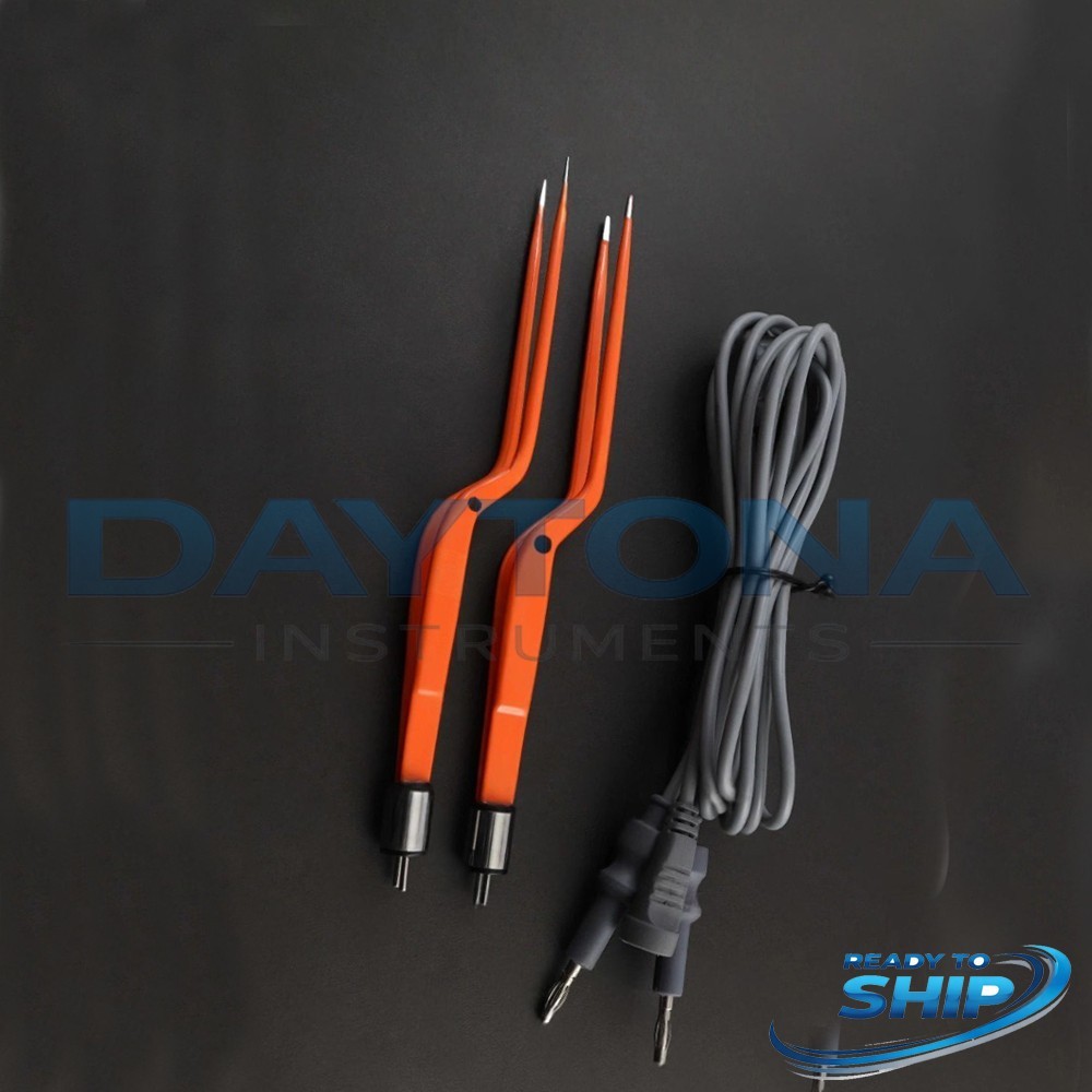 Bipolar Bayonet Forceps 0.5 & 1.5 mm, 20 cm Non Stick w/ Reusable Cable