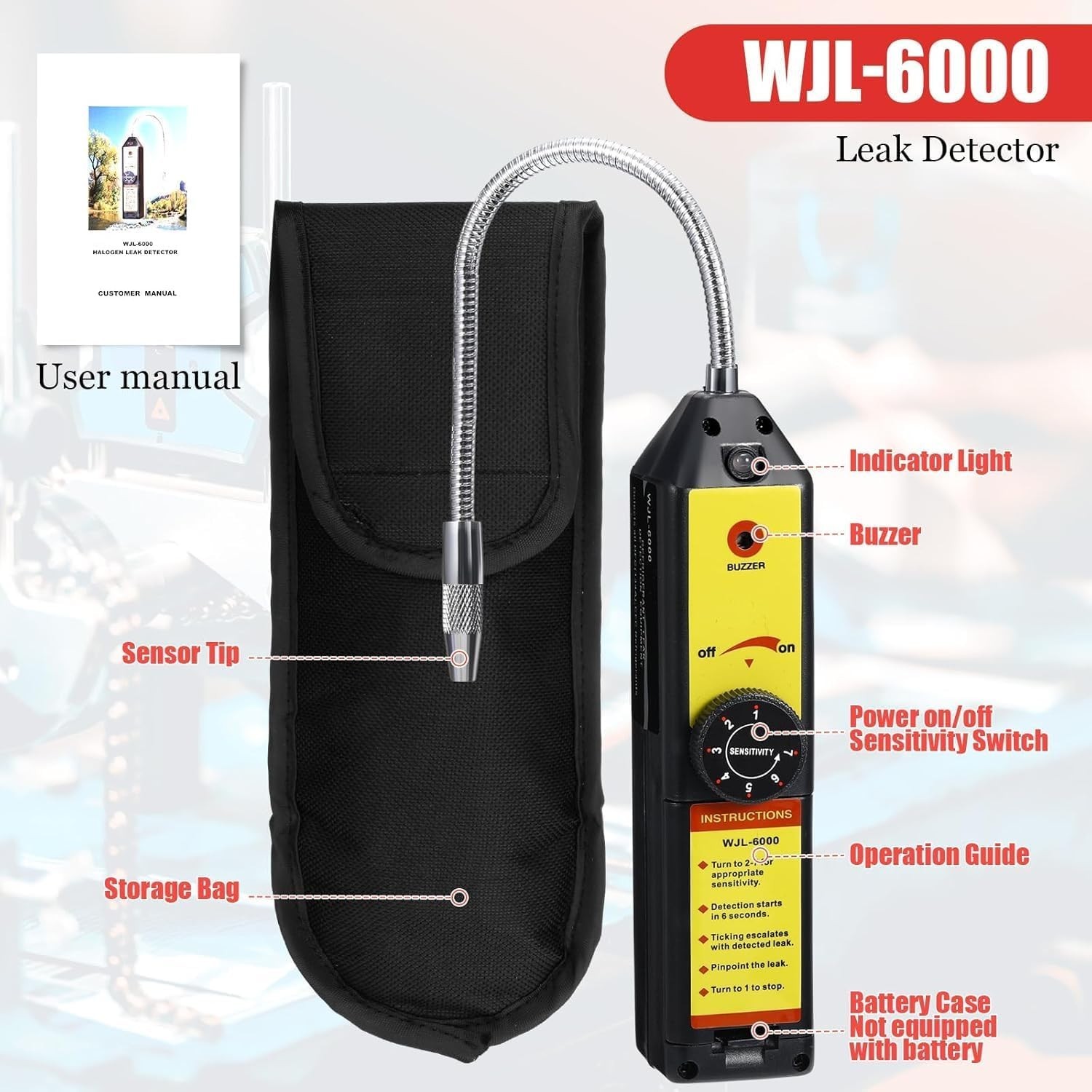 AC Leak Detector Kit for R1234yf, R134a & R410a with UV Dye & Oil Injector