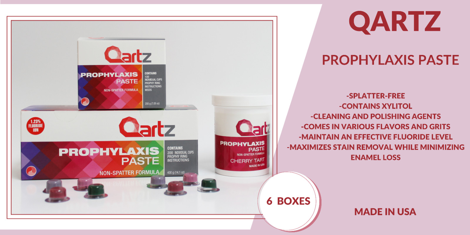 QARTZ PROPHY PASTE CUPS ORANGE MEDIUM 200/BOX DENTAL W/FLOURIDE – 6 BOXES