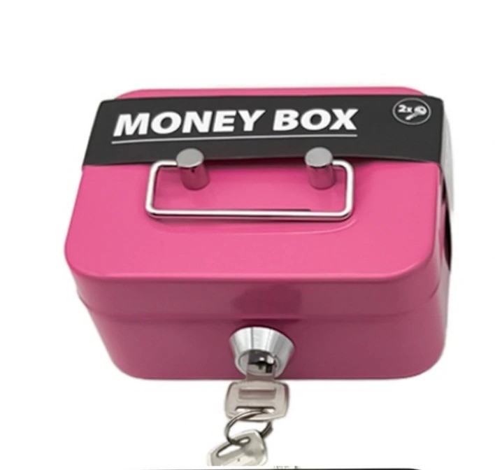 Small Cash Box with Money Tray and Lock, Metal Cash Lock Box with Key