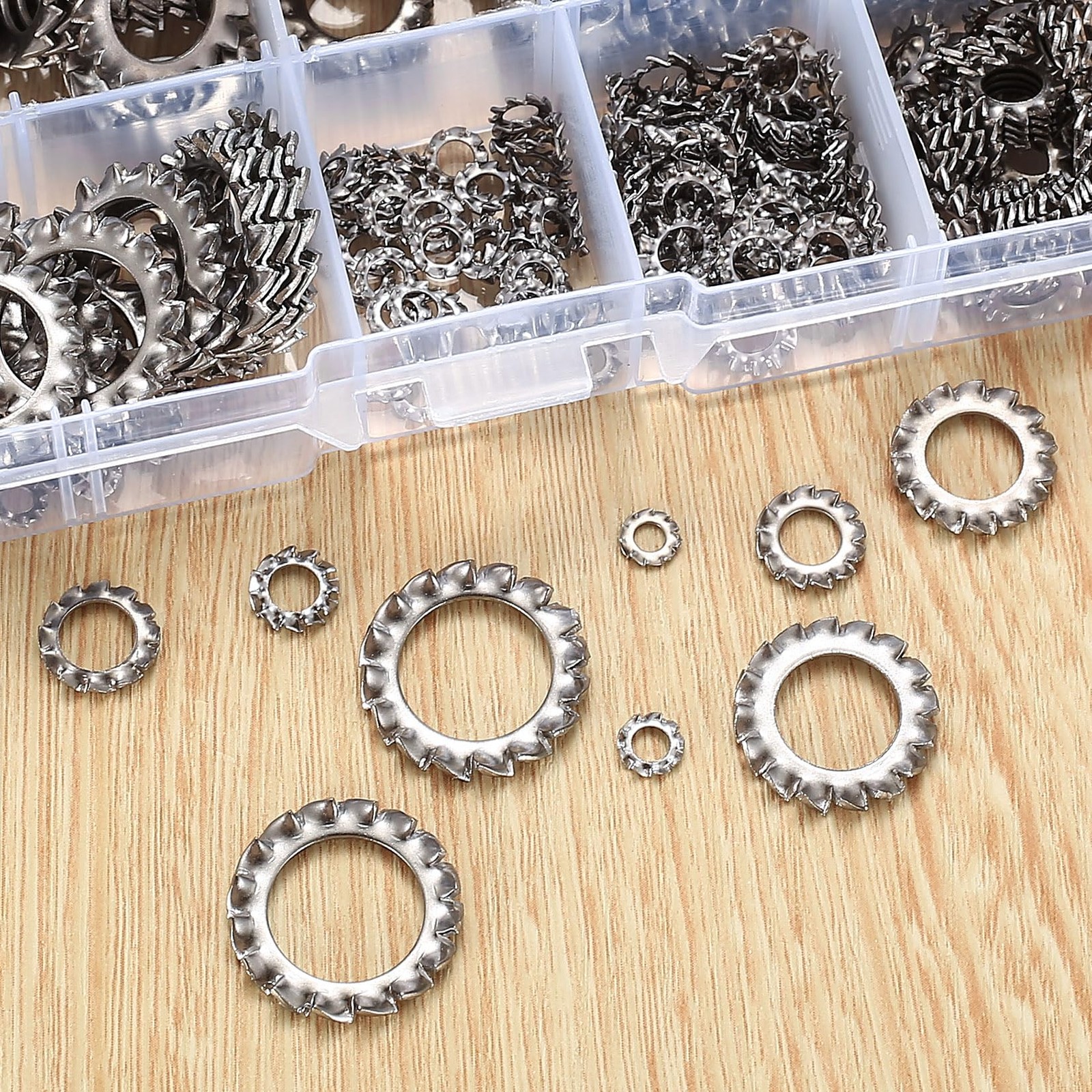 qxayxa 330 Pcs External 2.5mm, 3mm, 4mm, 5mm, 6mm, 8mm, 10mm, 12mm, Silver