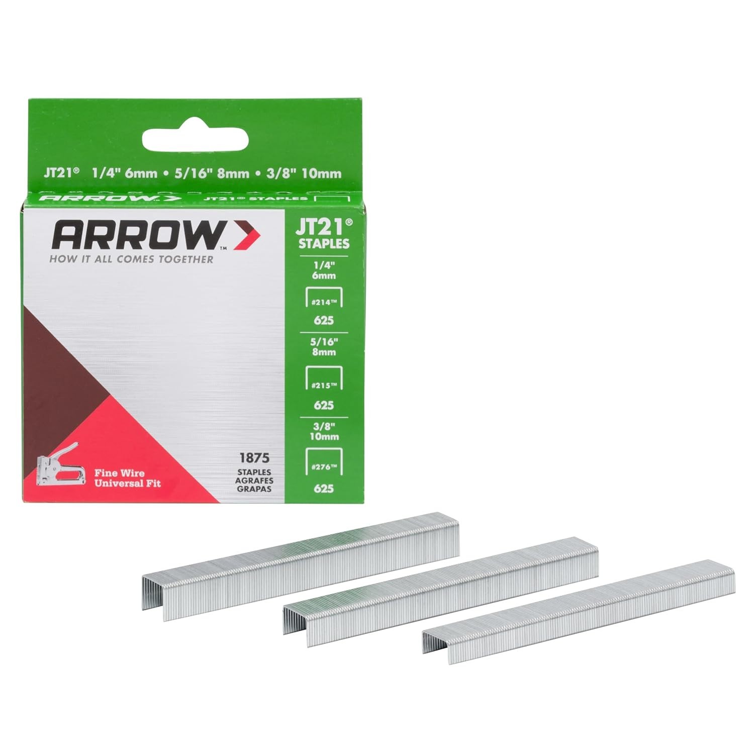 Arrow 276 JT21 Thin Wire Staples for Staple Guns and Staplers, Use for Upholster