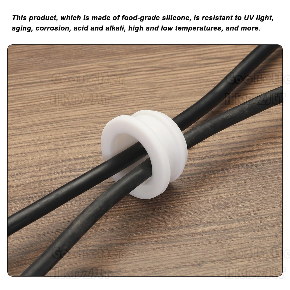 White Grommet Silicone Rubber Snap-On Open Hole Plug Bung Wire Cable Protect